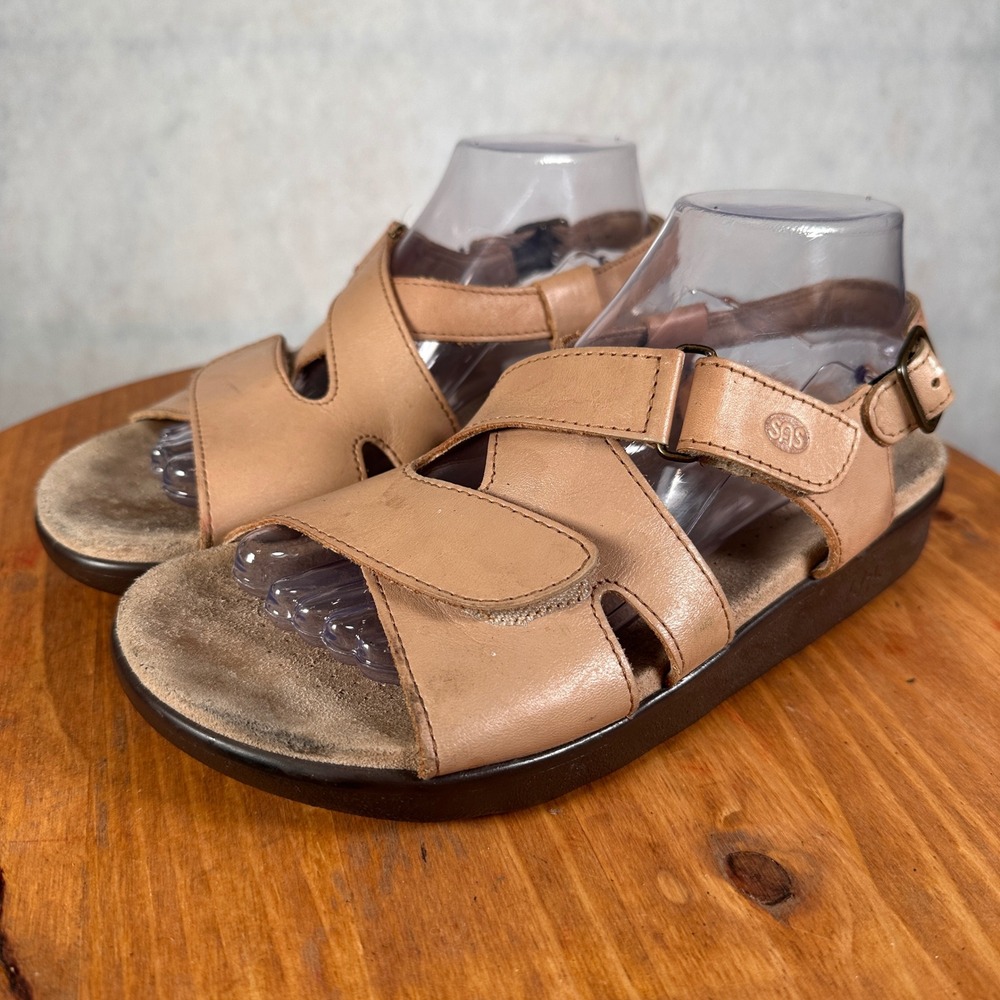 SAS Tripad Comfort Sandals Womens 8.5W Tan Good Adjustable Leather Walking Shoes